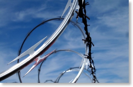 razor wire with bloodstain